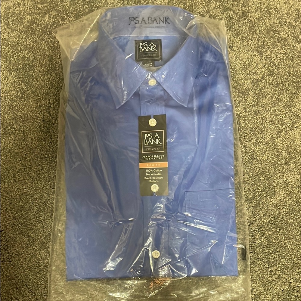 NWT 14.5-33 slim fit Jos. A. Bank Men's Blue Dress Shirt